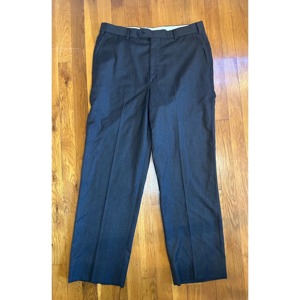 Brooks Brothers 1818 Mens 35W Wool Dress Pants Charcoal Grey Herringbone Canada
